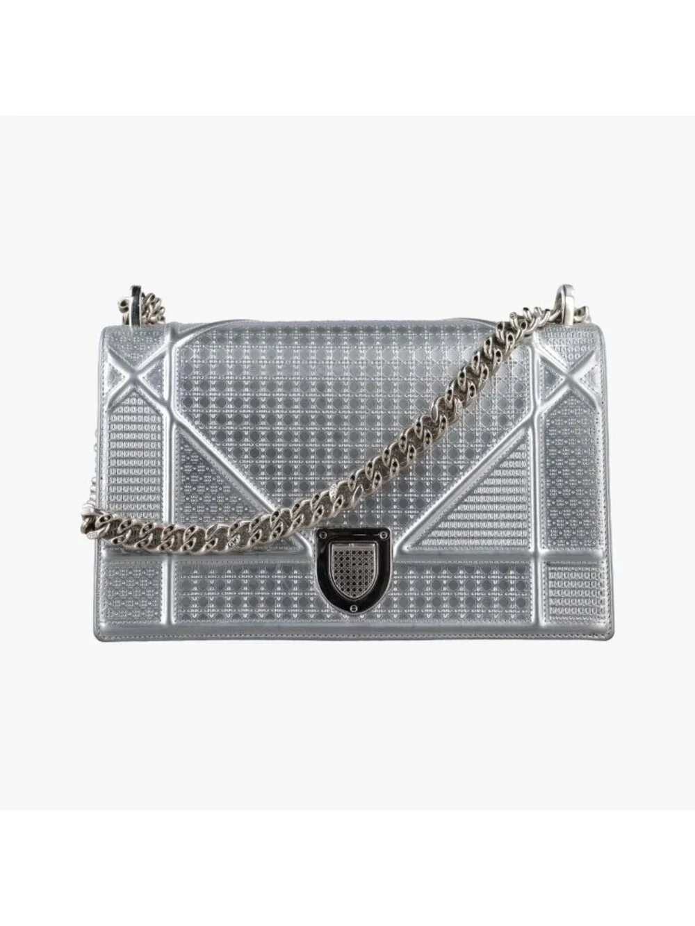 Dior Diorama Silver Leather Shoulder Bag